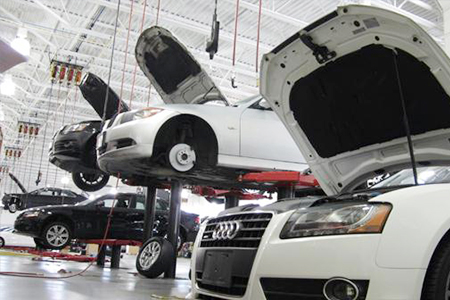 Audi being serviced at MR Auto SD, a VW and Audi repair shop in San Diego